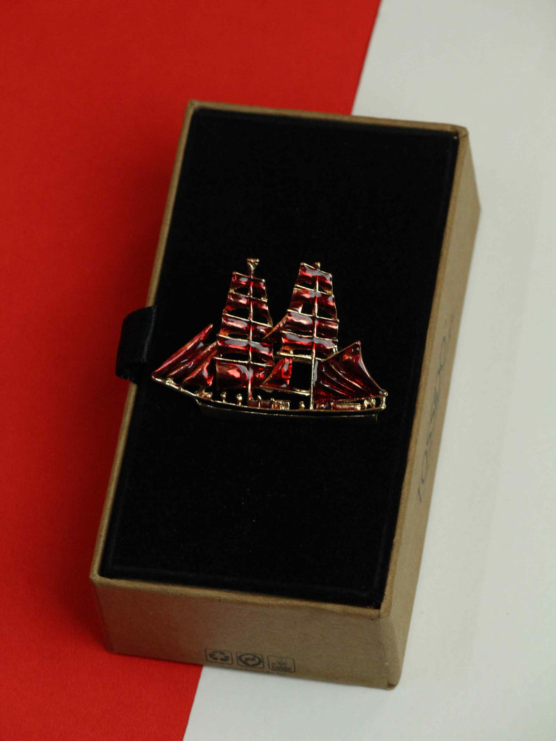 Red Ship Brooch