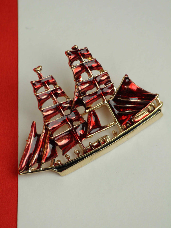 Red Ship Brooch