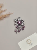 Grey & Purple Flower Brooch