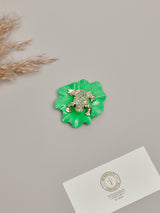 Green Crystal Frog Brooch