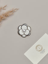 Black & White Camellia Brooch