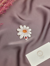 White Ladybird Daisy Brooch