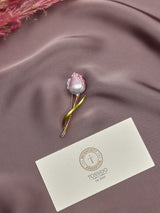 Pink & Silver Tulip Brooch