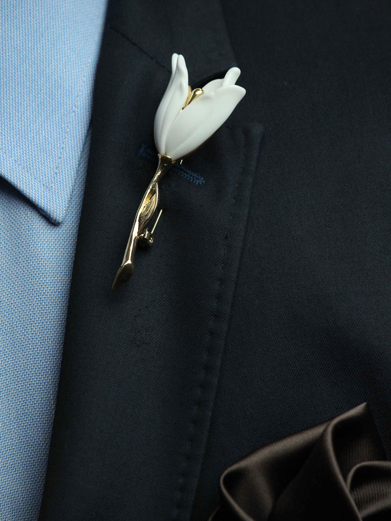 White Tulip Brooch