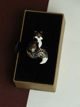 Brown & White Fox Brooch