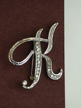 Silver Alphabet K Brooch