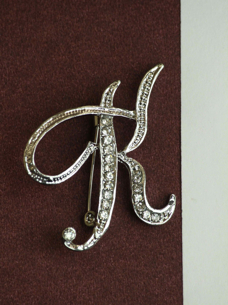 Silver Alphabet K Brooch