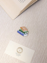 Peach & Green Crystal Book Stack Brooch - TOSSIDO