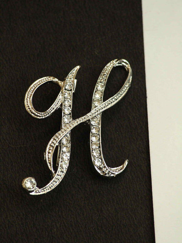 Silver Alphabet H Brooch