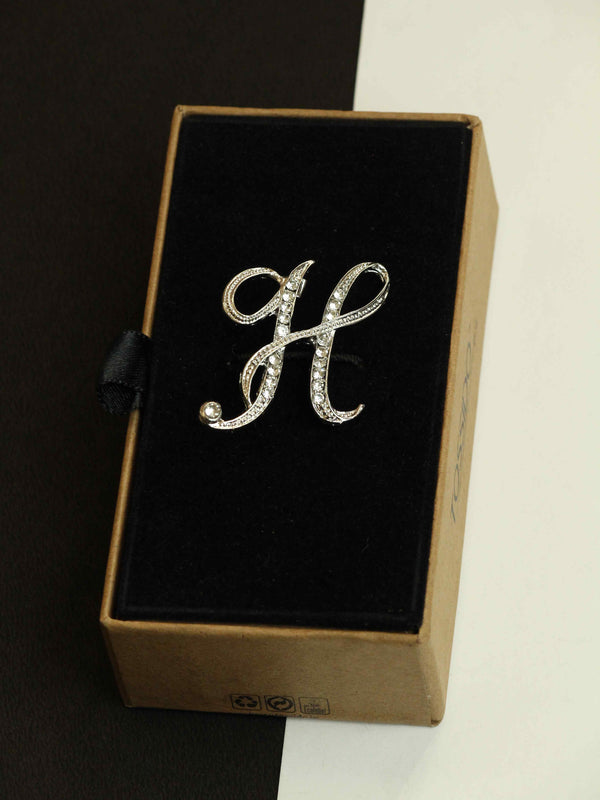 Silver Alphabet H Brooch