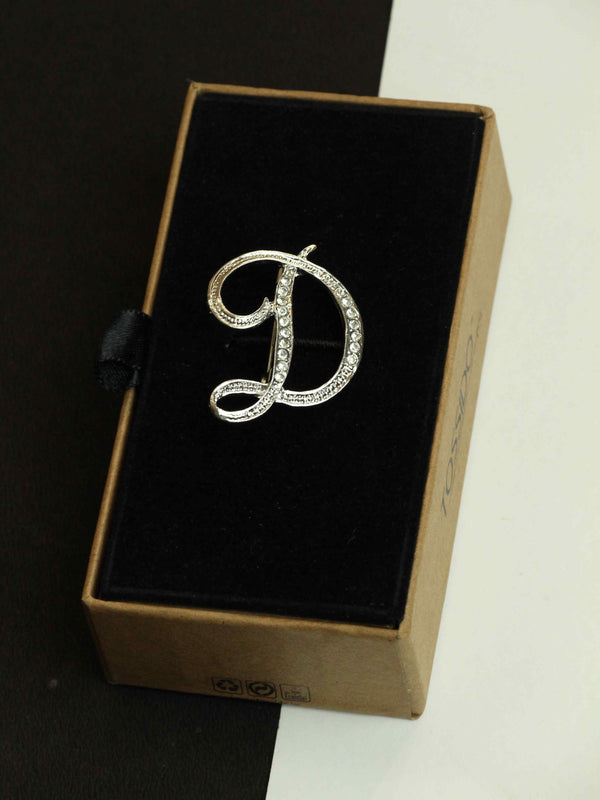 Silver Alphabet D Brooch