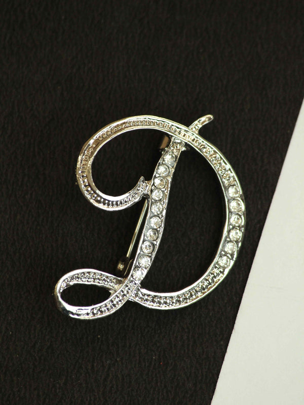 Silver Alphabet D Brooch