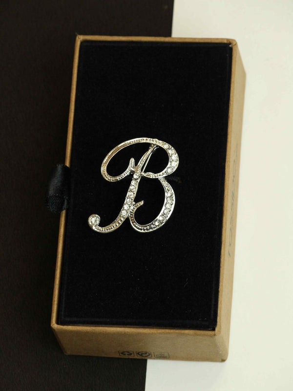 Silver Alphabet B Brooch