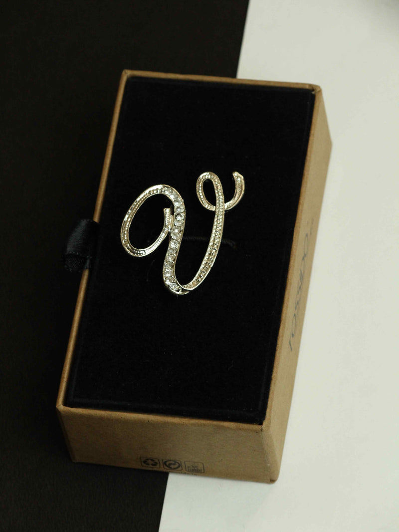Silver Alphabet V Brooch