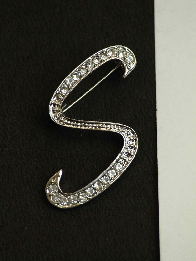 Silver Alphabet S Brooch