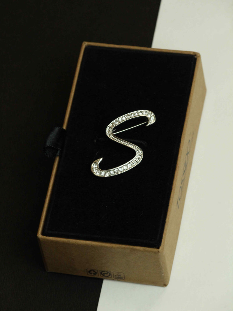 Silver Alphabet S Brooch