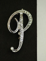 Silver Alphabet P Brooch