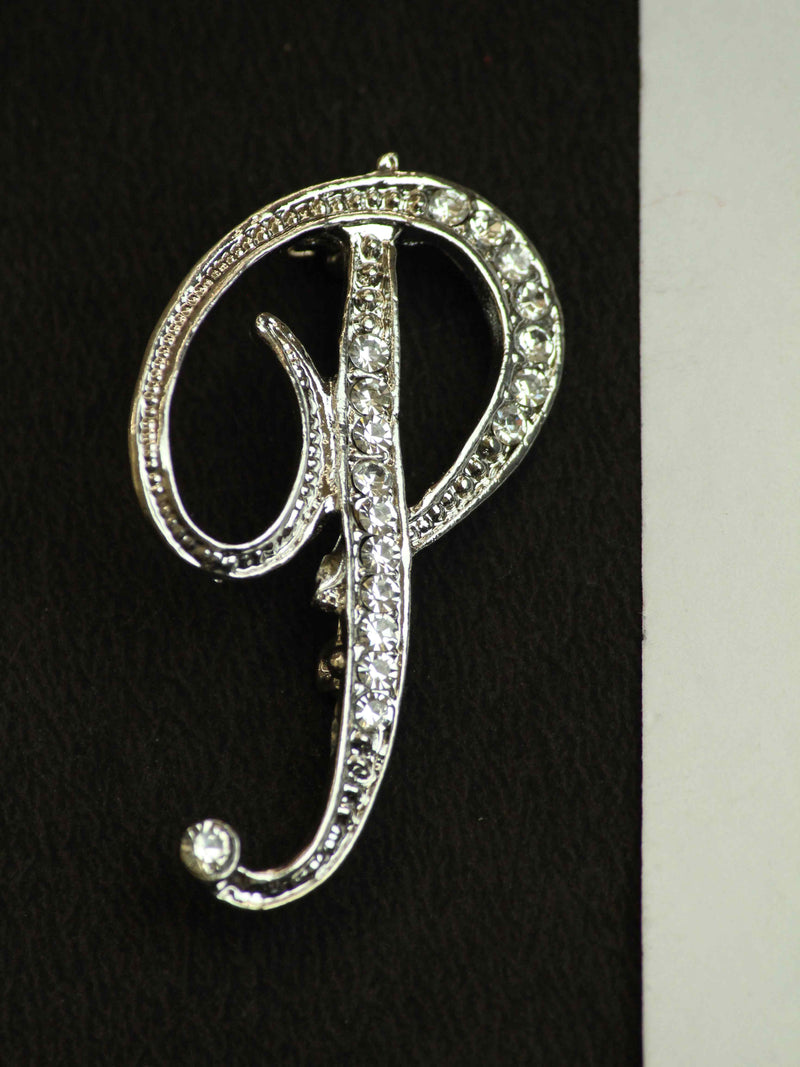 Silver Alphabet P Brooch