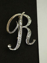 Silver Alphabet R Brooch