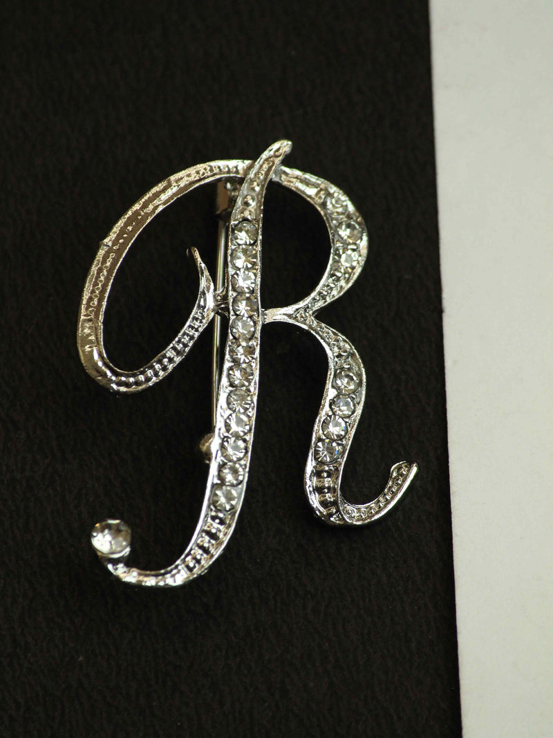 Silver Alphabet R Brooch