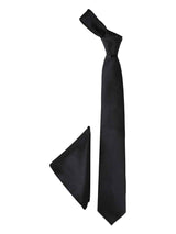 Black Solid Necktie & Pocket Square