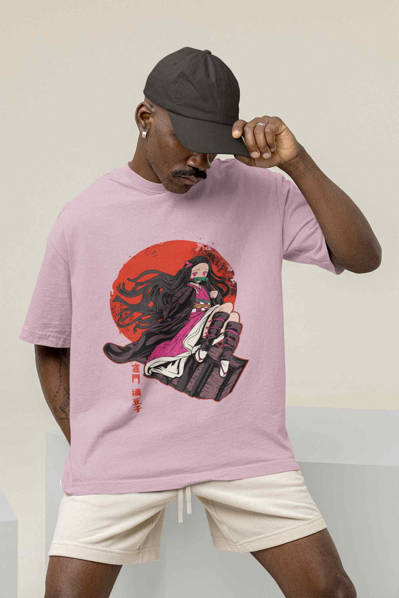 Silent Protector: Nezuko's Embrace Oversized Tee