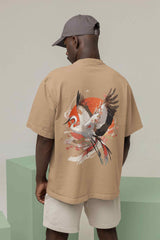 Radiant Reverie: A Crane's Flight through Sunlit Skies Oversized Tee