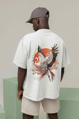 Radiant Reverie: A Crane's Flight through Sunlit Skies Oversized Tee