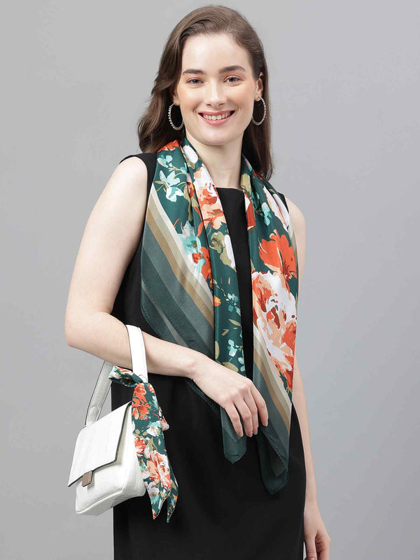 Green Floral Scarf & Scarf Bag Set