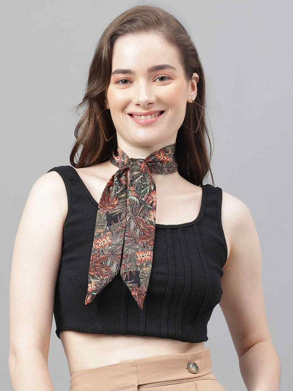 Black Floral Scarf & Scarf Bag Set