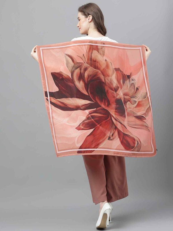 Peach Floral Scarf & Scarf Bag Set
