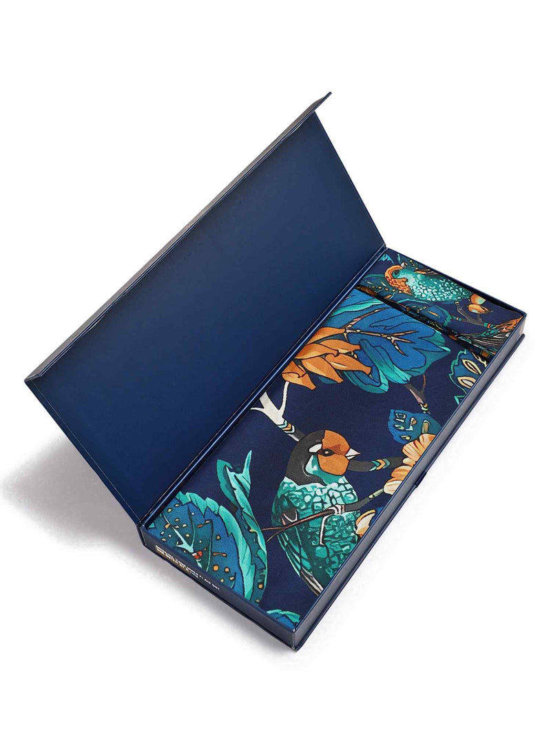 Blue Floral Scarf & Scarf Bag Set