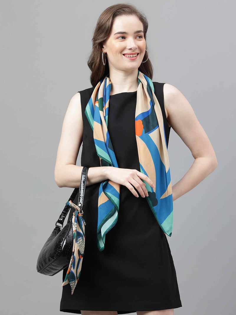 Multicolor Abstract Scarf & Scarf Bag Set