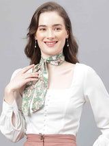 Green Floral Scarf & Scarf Bag Set