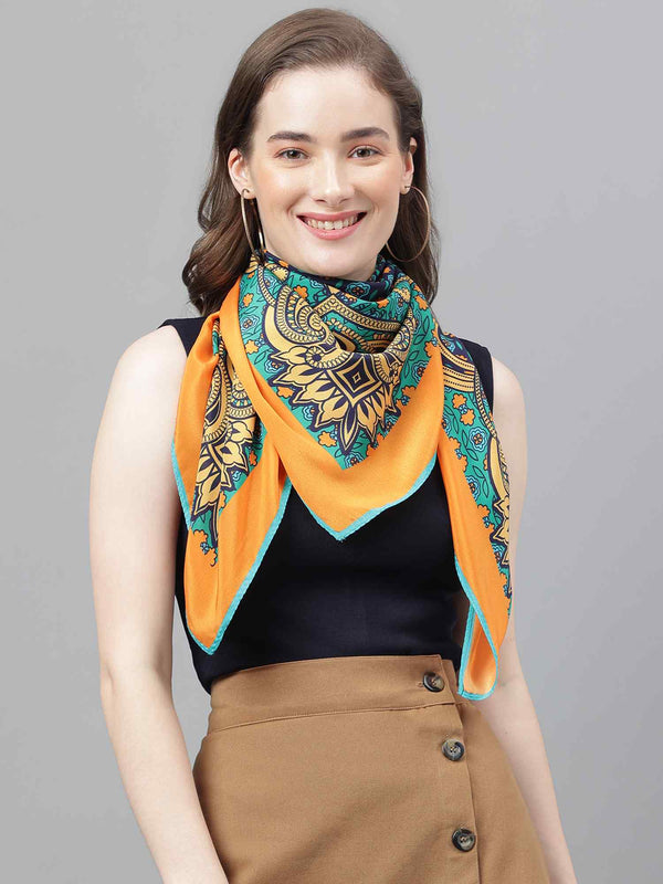 Blue & Green Geometric Scarf & Scarf Bag Set