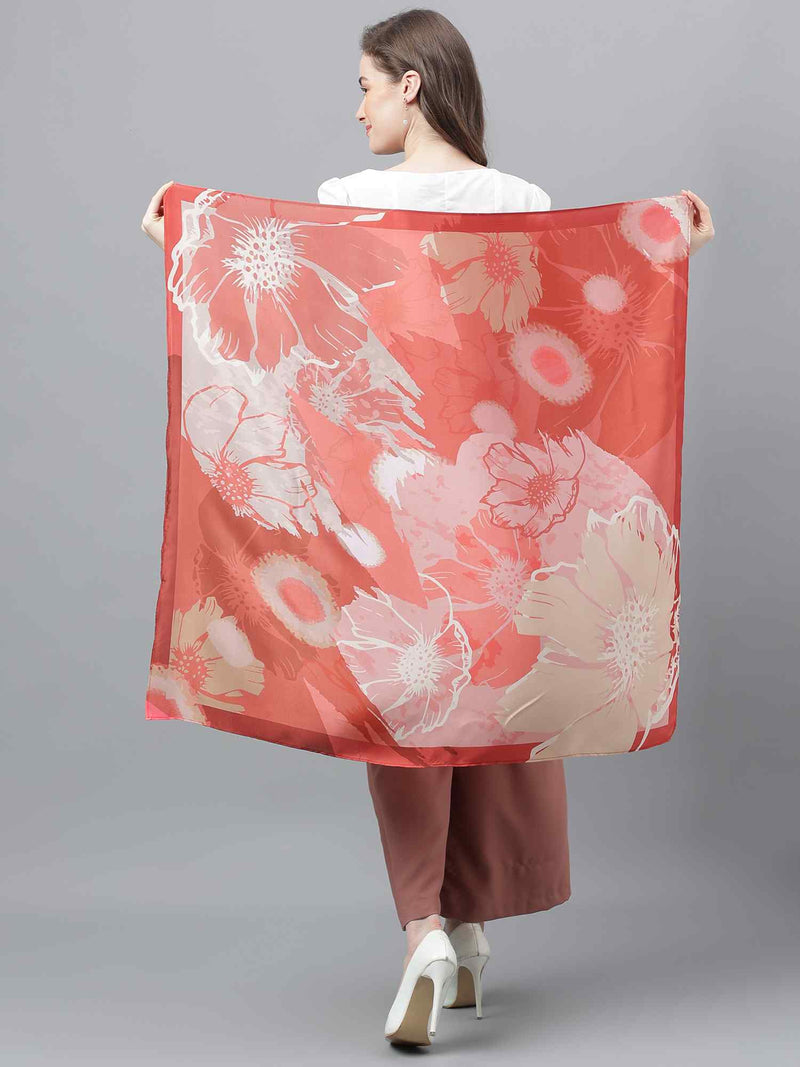 Peach Floral Scarf & Scarf Bag Set