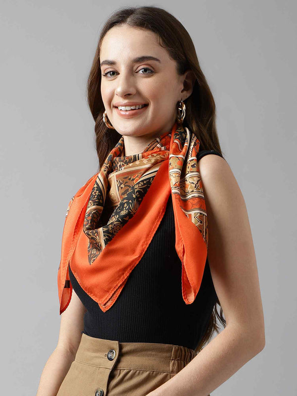 Orange Floral Scarf & Scarf Bag Set