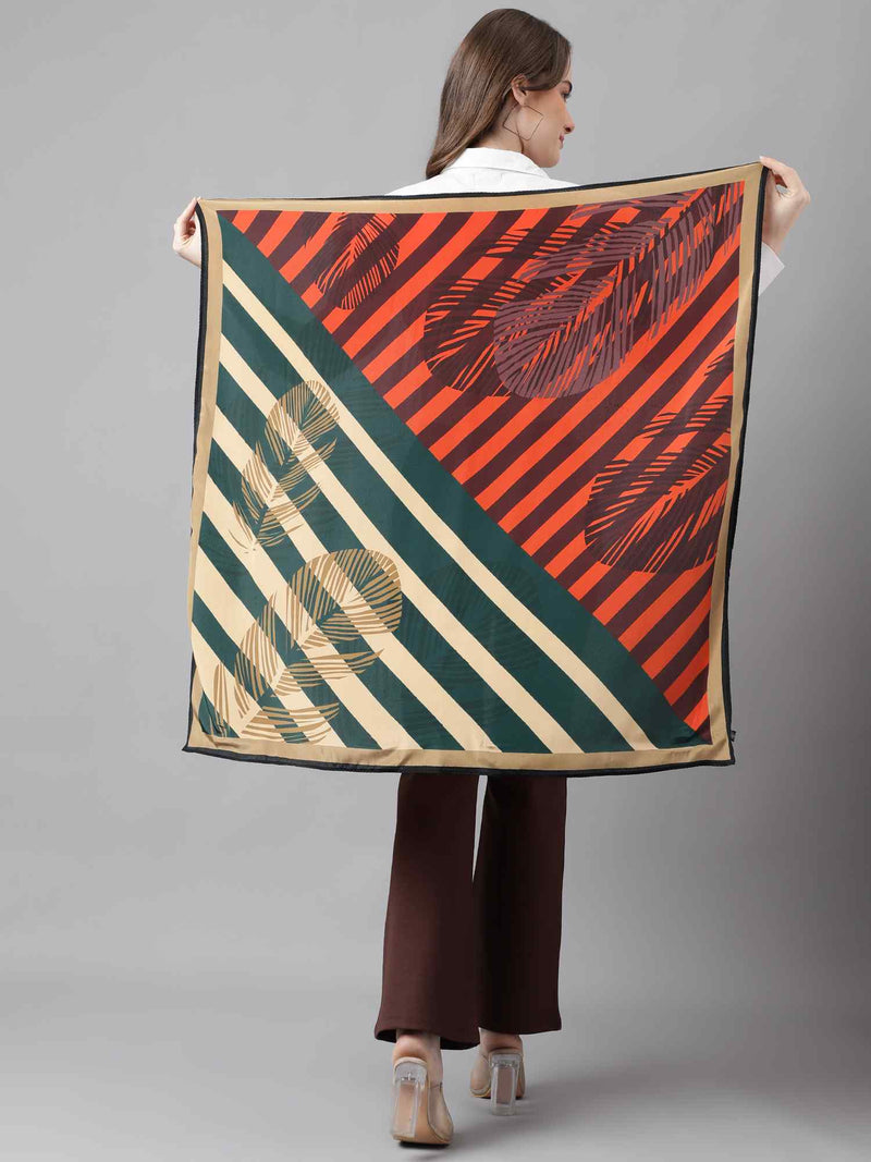 Green & Orange Stripe Scarf & Scarf Bag Set
