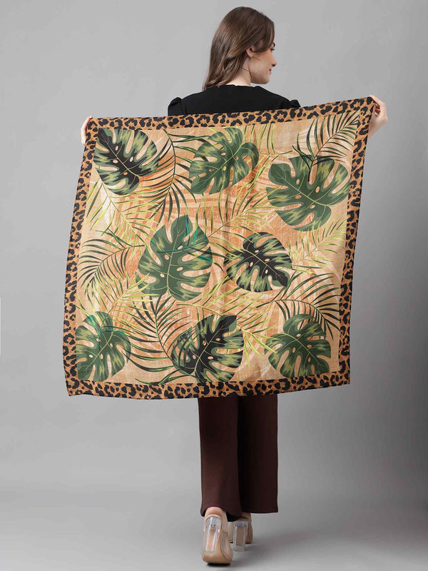 Gold & Green Floral Scarf & Scarf Bag Set