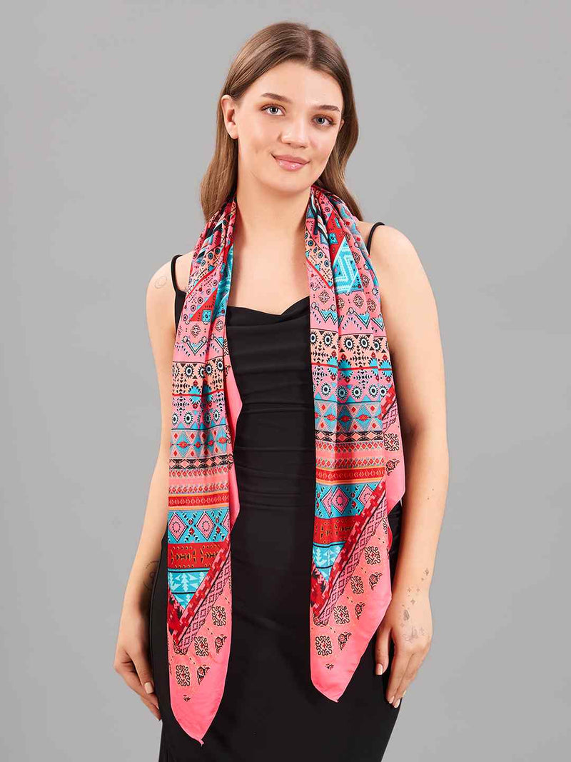 Pink Geometric Large Scarf