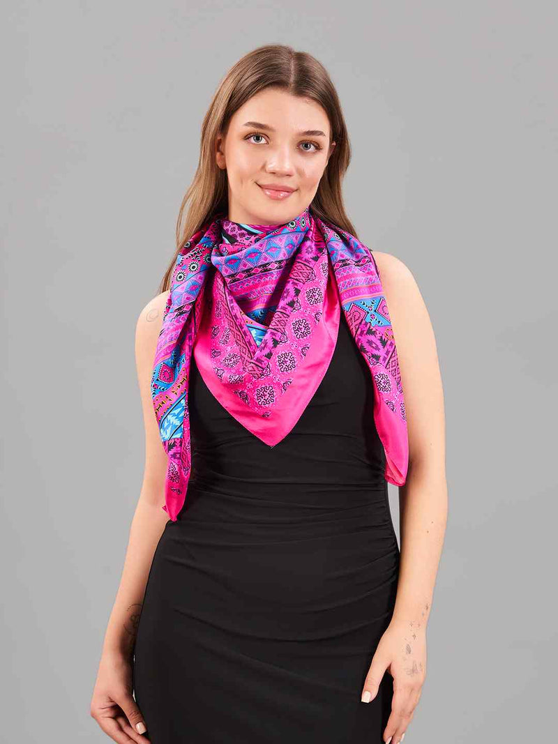 Pink Geometric Large Scarf