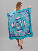 Blue Geometric Large Scarf