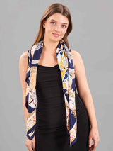 Blue & Cream Novelty Large Scarf