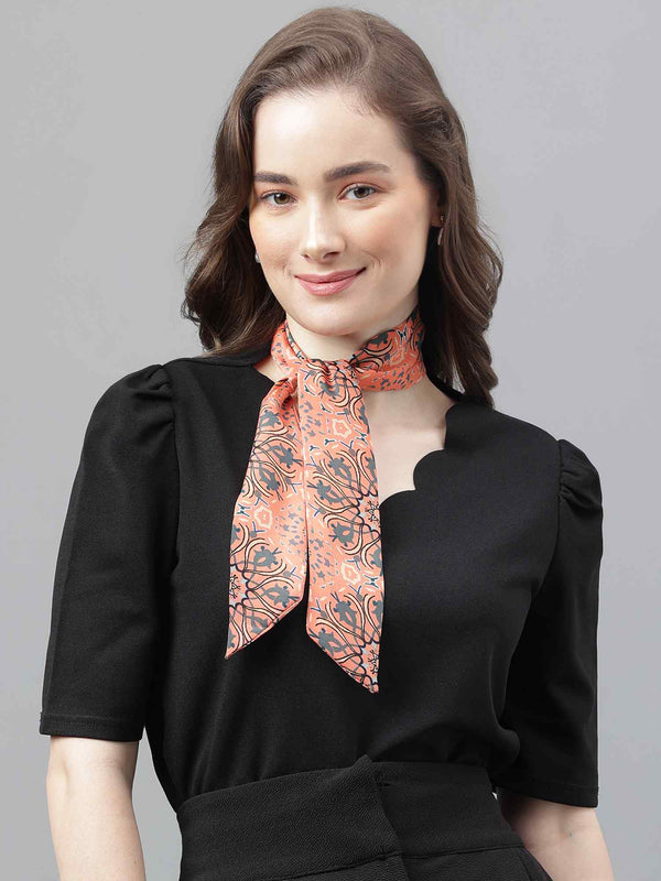 Peach Geometric Scarf & Scarf Bag Set
