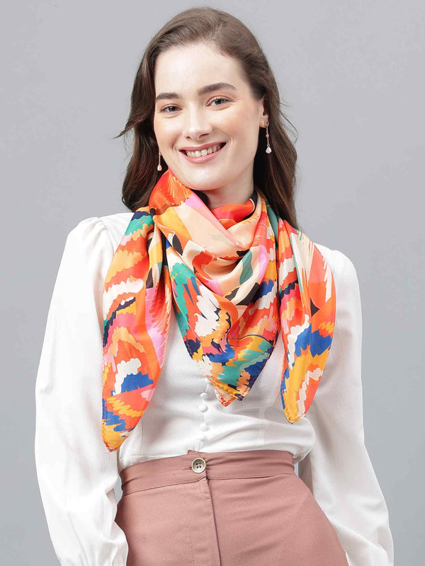 Multicolor Abstract Scarf & Scarf Bag Set