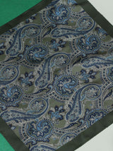 Blue & Green Paisley Silk Pocket Square