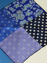 Blue Multipattern Silk Pocket Square