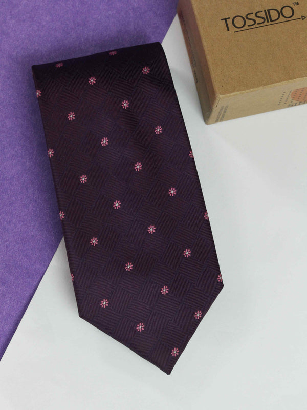 Purple Floral Broad Necktie Rich text editor Description