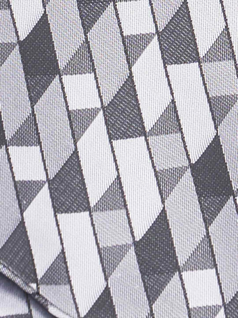 Silver Geometric Woven Ascot & Pocket Square