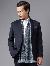 Dark Green Floral Stole & Pocket Square Set